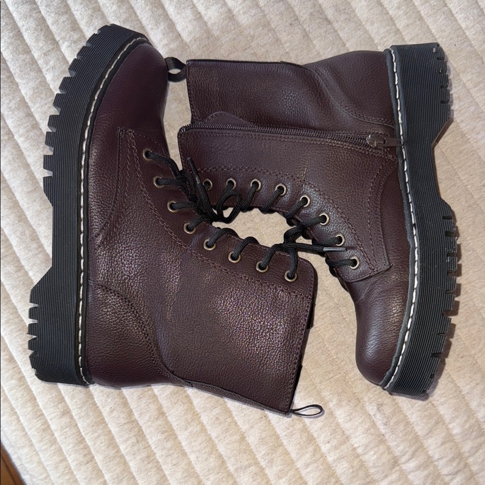 Sincerely Jules Brown Leather Combat Boots
